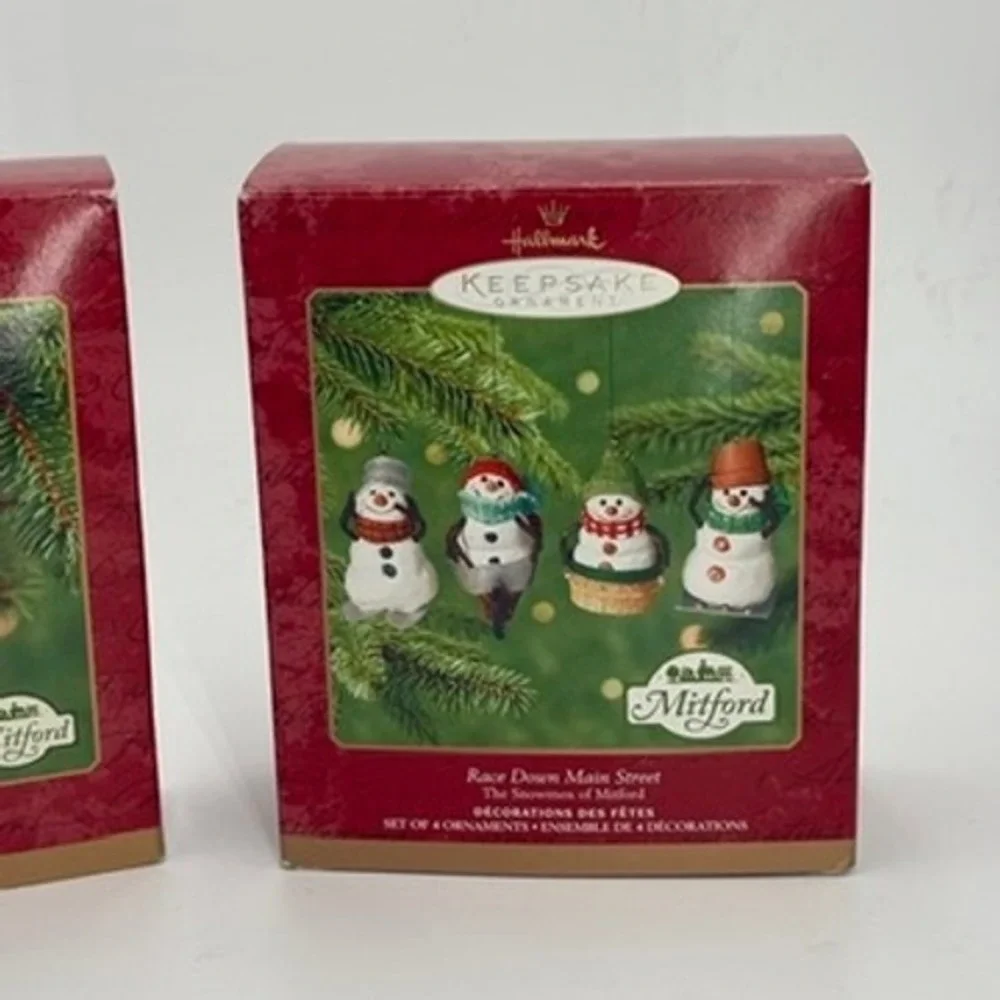 Hallmark Snowmen of Mitford Ornament Lot of 3 Jubilee Race Down‎ Main Street Max
